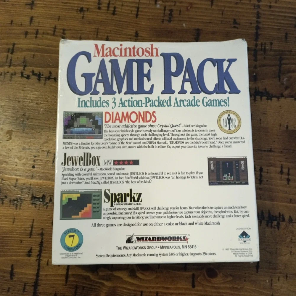 Vintage Macintosh Game Pack WizardWorks Diamonds Sparkz JewelBox NEW SEALED NOS